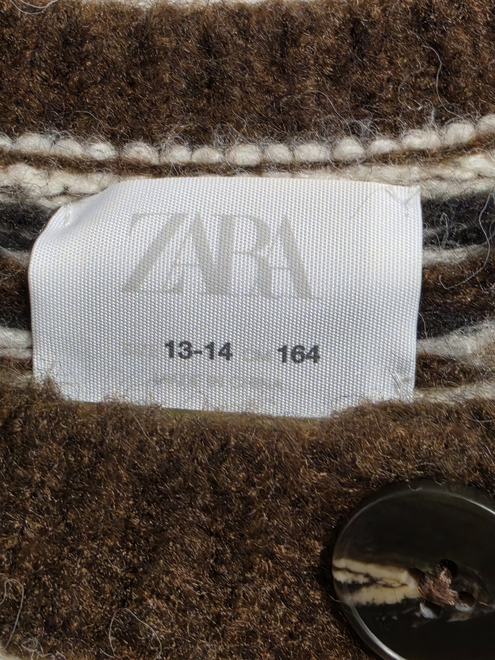 Zara Chunky Nordic Cardigan Sweater - Cream & Brown - Picture 4 of 7